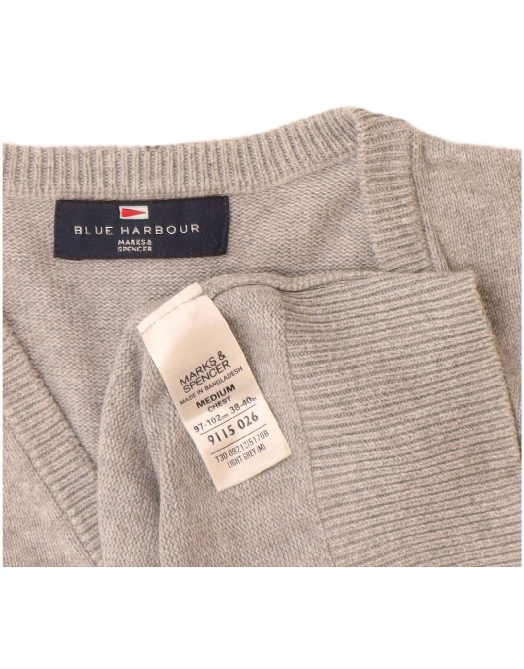Camiseta sin mangas Marks & Spencer para hombre con chaleco azul Harbor de algodón moteado en gris medio