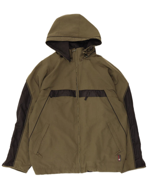 Champion Chaqueta cortavientos con capucha para hombre UK 38 Medium Khaki Colorblock