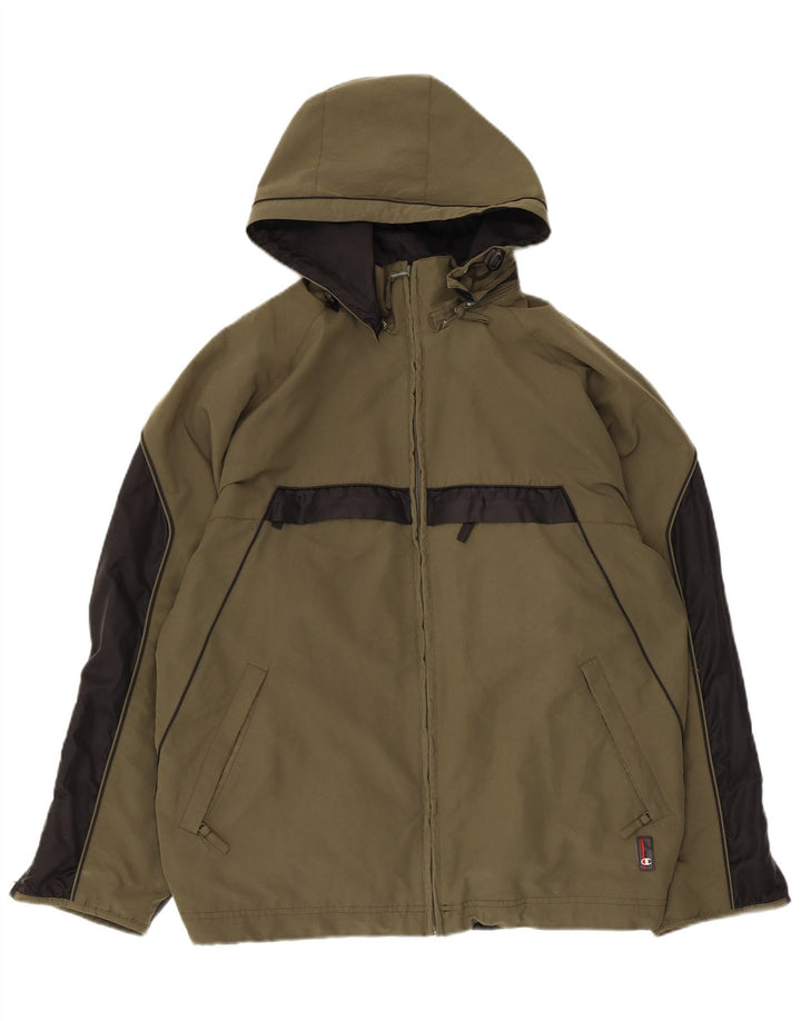 Champion Chaqueta cortavientos con capucha para hombre UK 38 Medium Khaki Colorblock