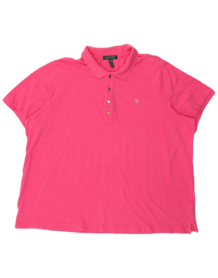 RALPH LAUREN Polo para mujer UK 22 3XL Algodón rosa