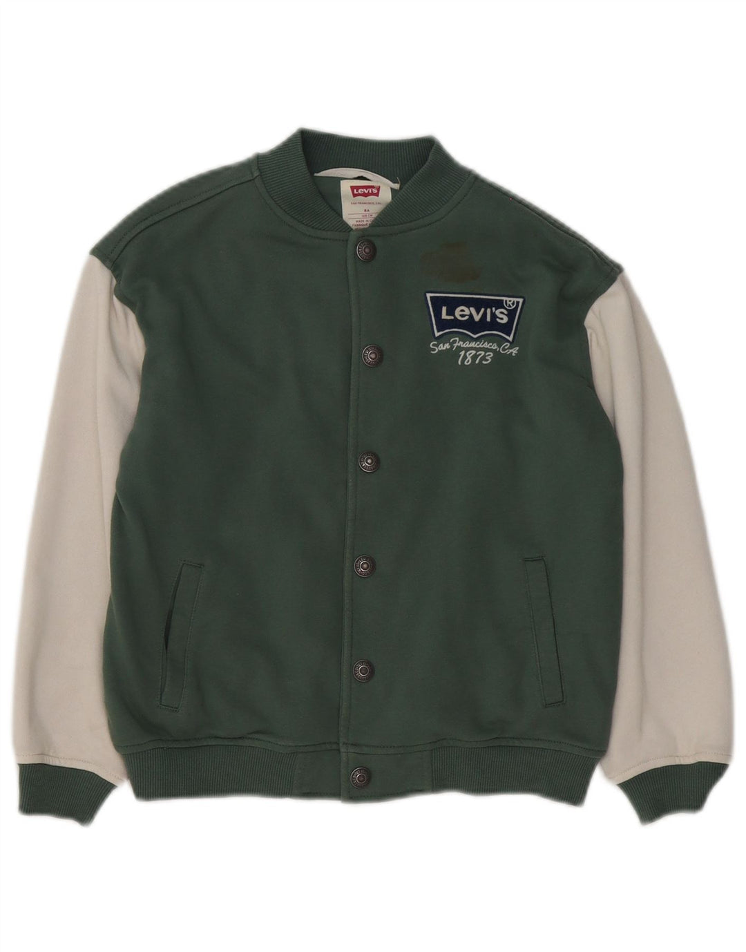 Levi's Chaqueta universitaria gráfica para niños 7-8 años Algodón color block verde