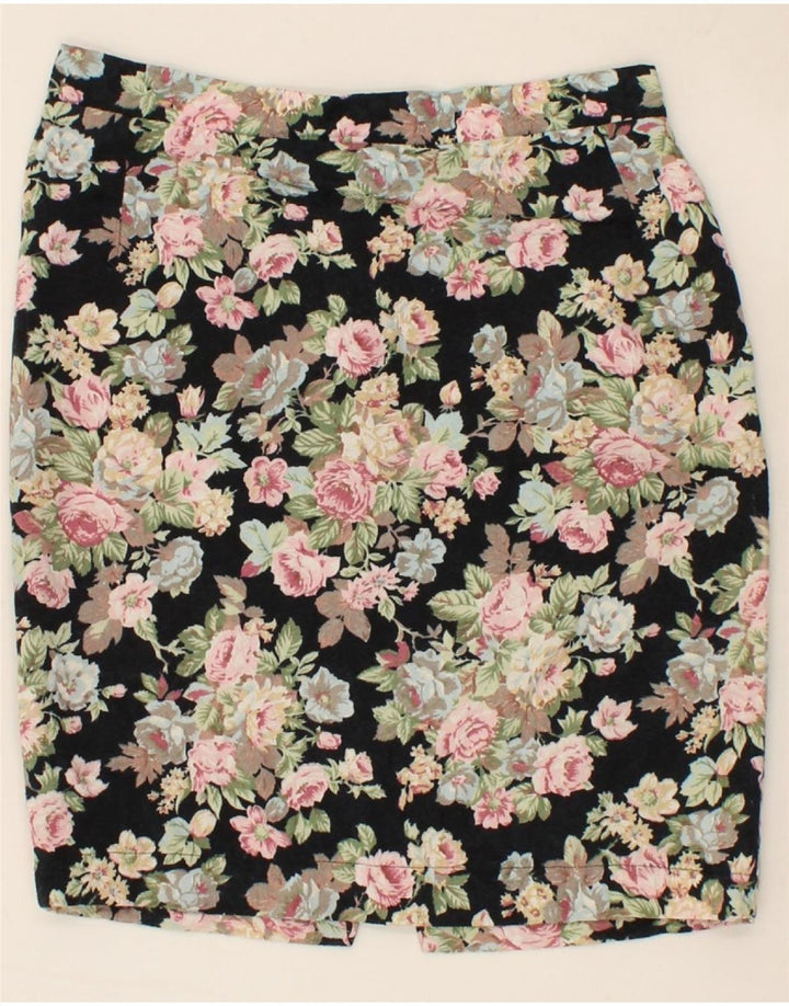 VINTAGE Womens Straight Skirt W28 Medium Black Floral Vintage Vintage and Second-Hand Vintage from Messina Hembry 