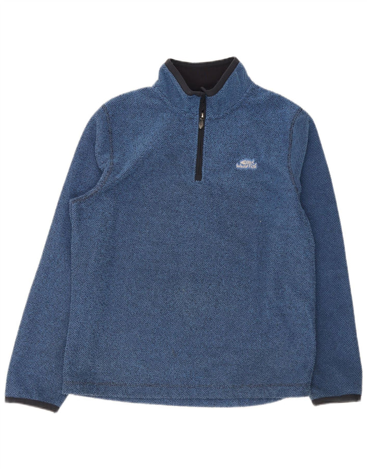 Weird Fish Jersey de forro polar con cuello y cremallera para hombre, poliéster azul grande
