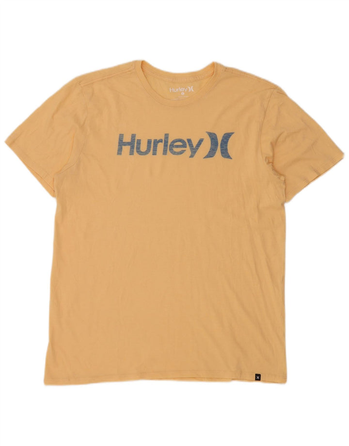 HURLEY Camiseta gráfica para hombre Top grande de algodón amarillo
