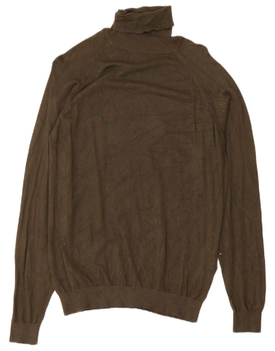 Zara Jersey con cuello vuelto para mujer, talla 44, viscosa verde medio