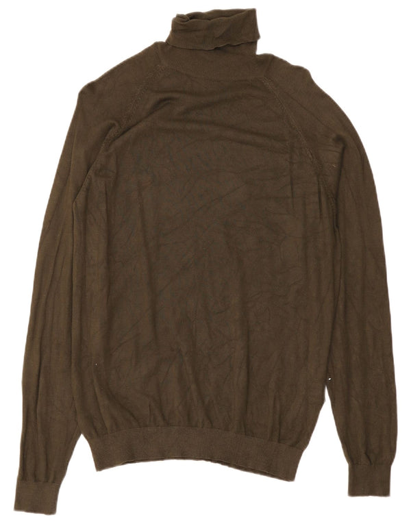 Zara Jersey con cuello vuelto para mujer, talla 44, viscosa verde medio