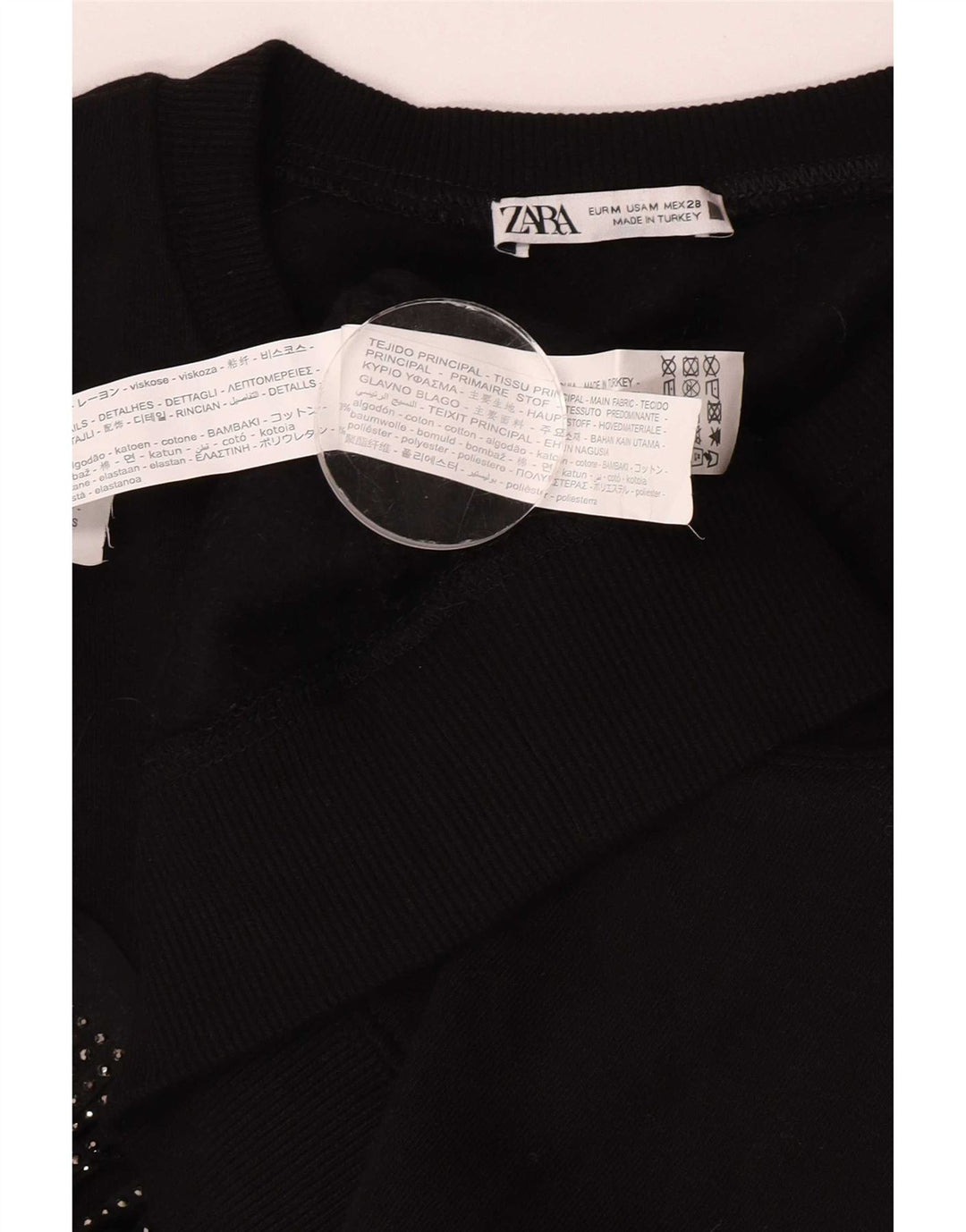 Zara Mujer Sudadera Oversize Jersey UK 44 Mediano Algodón Negro