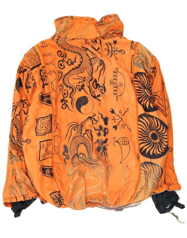Vintage Mens Liner Chándal Top Chaqueta Reino Unido 42 XL Naranja Animal Print
