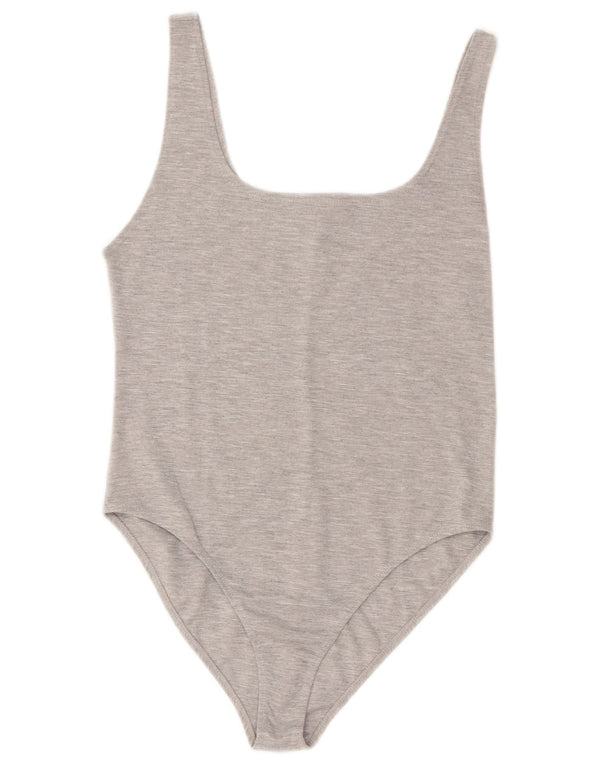 ZARA Womens Sleeveless Bodysuit UK 14 Large Grey Polyester