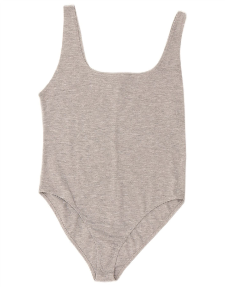 ZARA Womens Sleeveless Bodysuit UK 14 Large Grey Polyester
