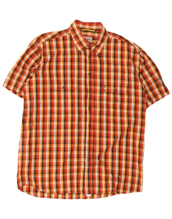 Camisa de manga corta para hombre Camel Active Cuadros naranja grande
