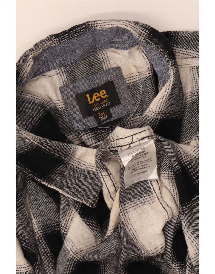 Camisa de franela de corte regular para hombre Lee 2XL Algodón a cuadros negros