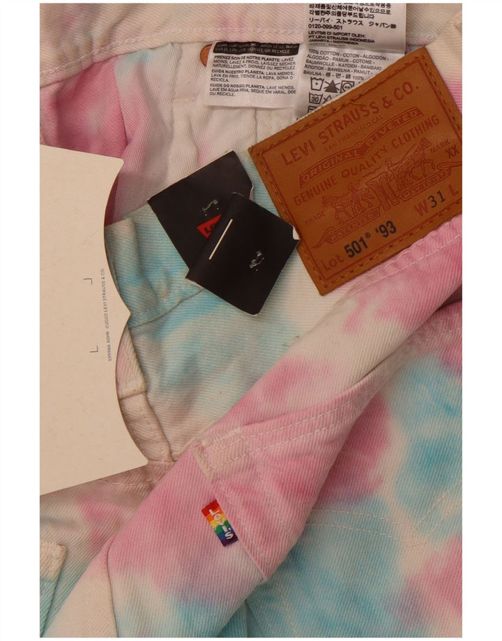 LEVI'S Mens 501 Denim Shorts W32 Medium Multicolor Tie Dye Algodón