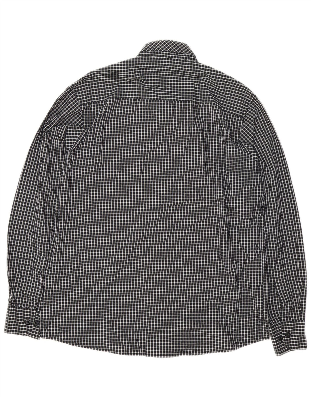 PIERRE CARDIN Camisa Regular Fit Hombre Grande Poliéster Vichy Negro