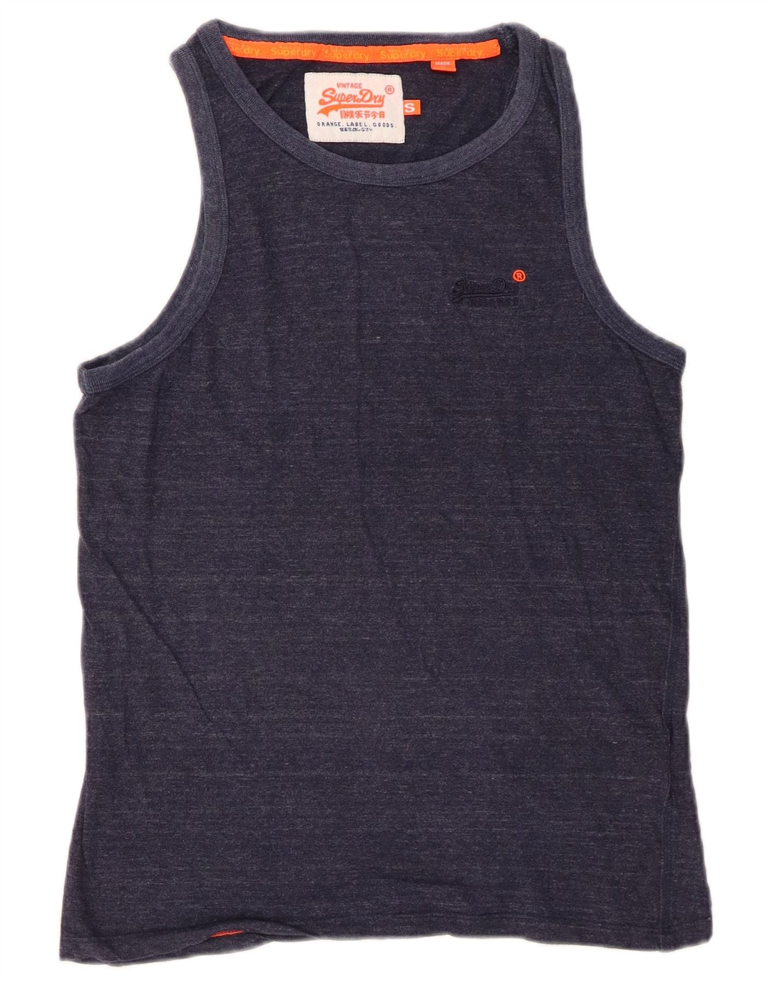 SUPERDRY Hombre Chaleco Top Small Azul Marino Moteado Algodón
