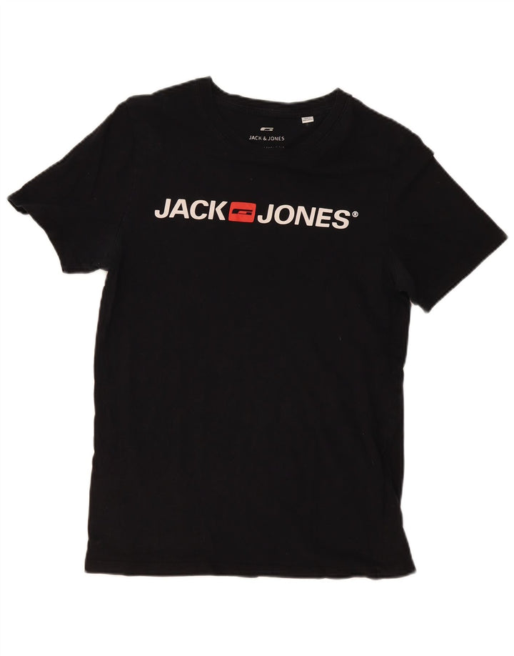 Jack & Jones - Camiseta gráfica para hombre, talla mediana, algodón negro