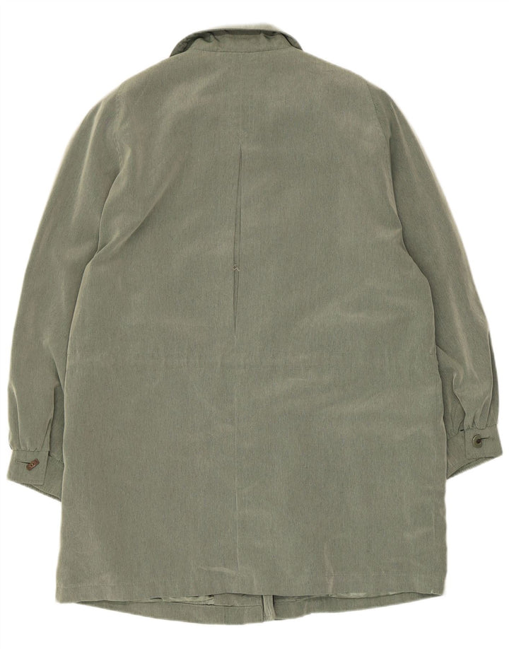 Vintage mujer abrigo Reino Unido 14 poliéster verde grande