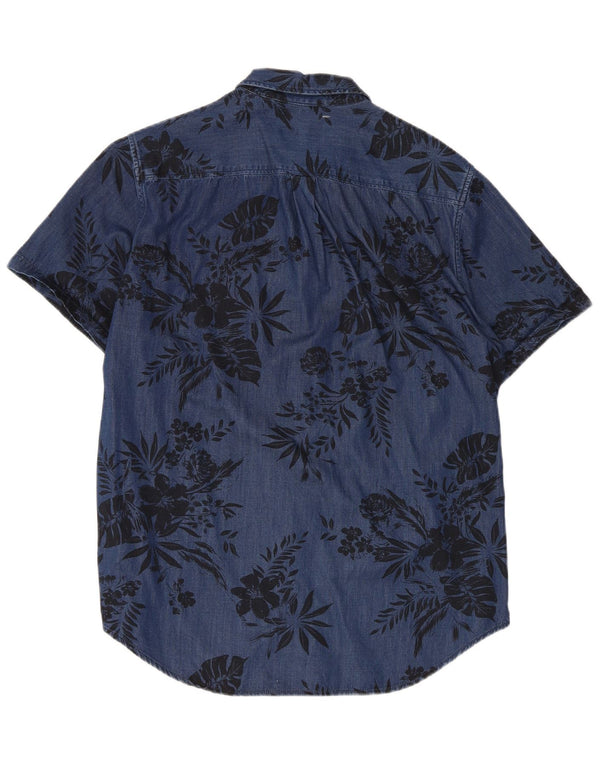 Superdry Camisa De Manga Corta De Viscosa Floral Azul Grande Hombre