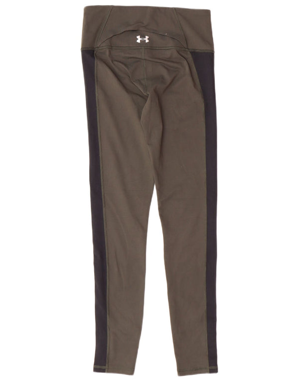 UNDER ARMOUR Womens Leggings UK 10 Small  Khaki Colourblock Polyester