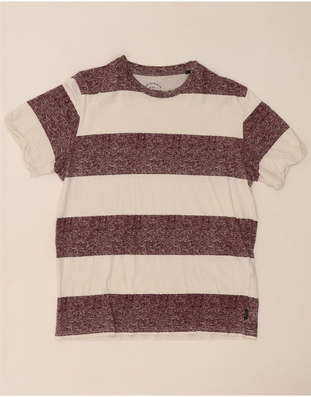 Jack & Jones Hombre Camiseta Top Medium Blanco Rayas Algodón