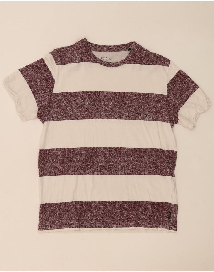 Jack & Jones Hombre Camiseta Top Medium Blanco Rayas Algodón