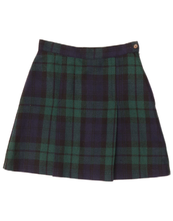 Minifalda Benetton IT 40 Small W26 Acrílico A Cuadros Verde
