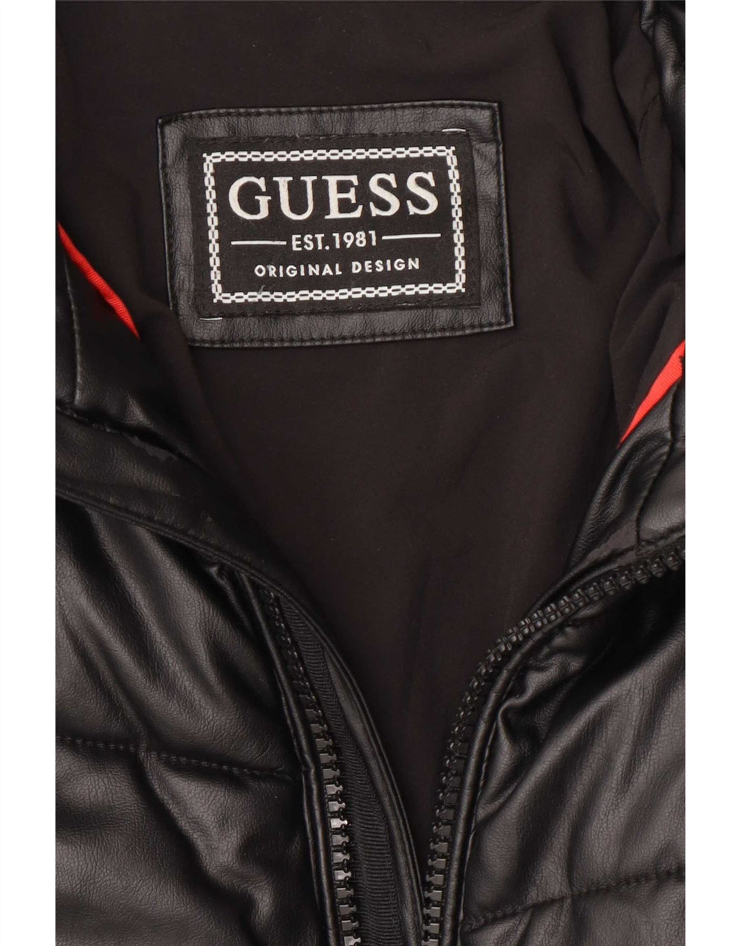 Guess Chaqueta acolchada de piel sintética para hombre EU 48 Mediana Poliuretano negro