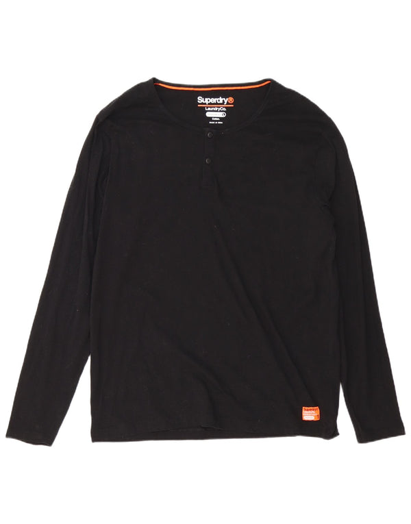 Superdry Hombre Regular Fit Top Manga Larga 2XL Algodón Negro