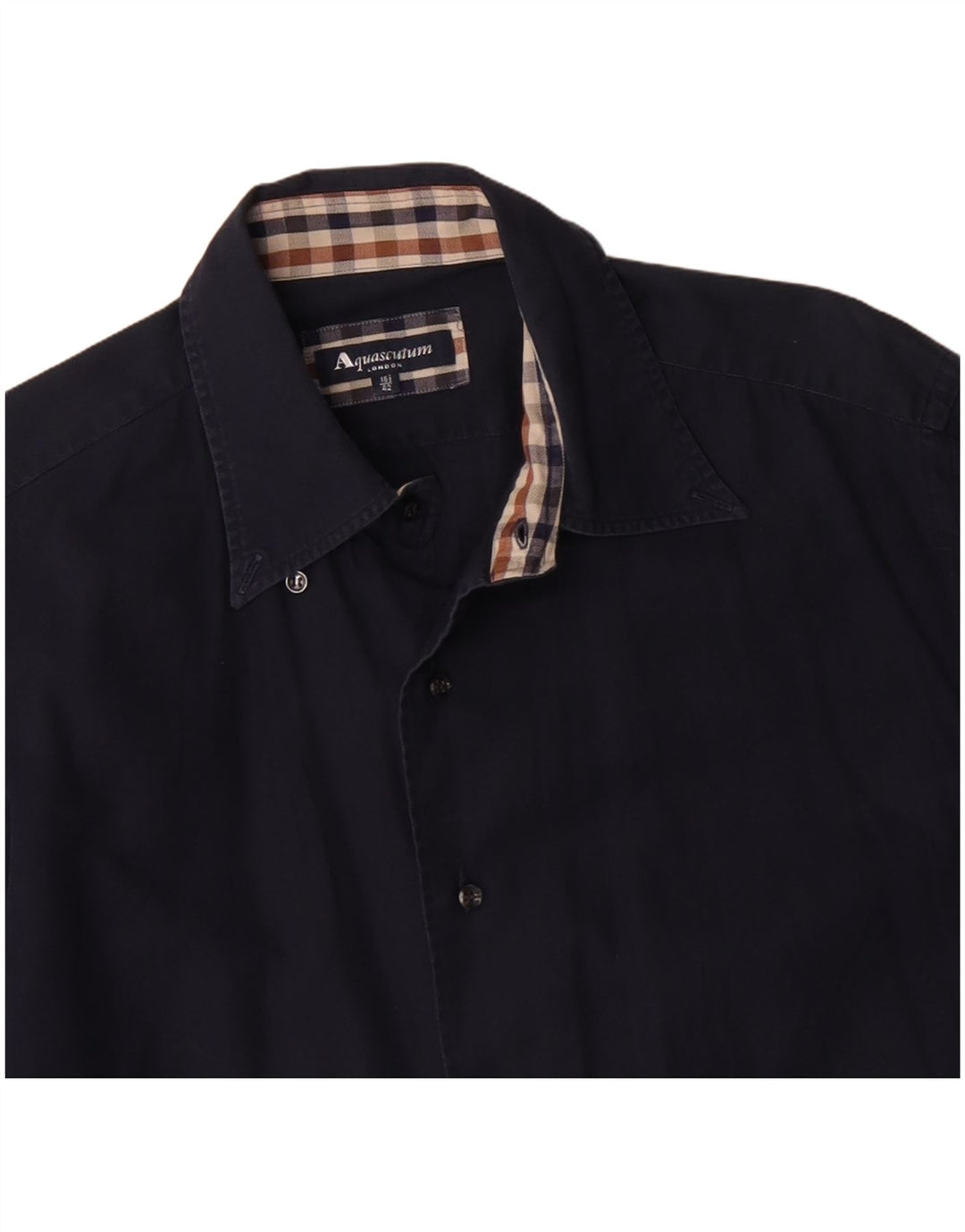 AQUASCUTUM Camisa para hombre Talla 16 1/2 42 Grande Azul marino Algodón