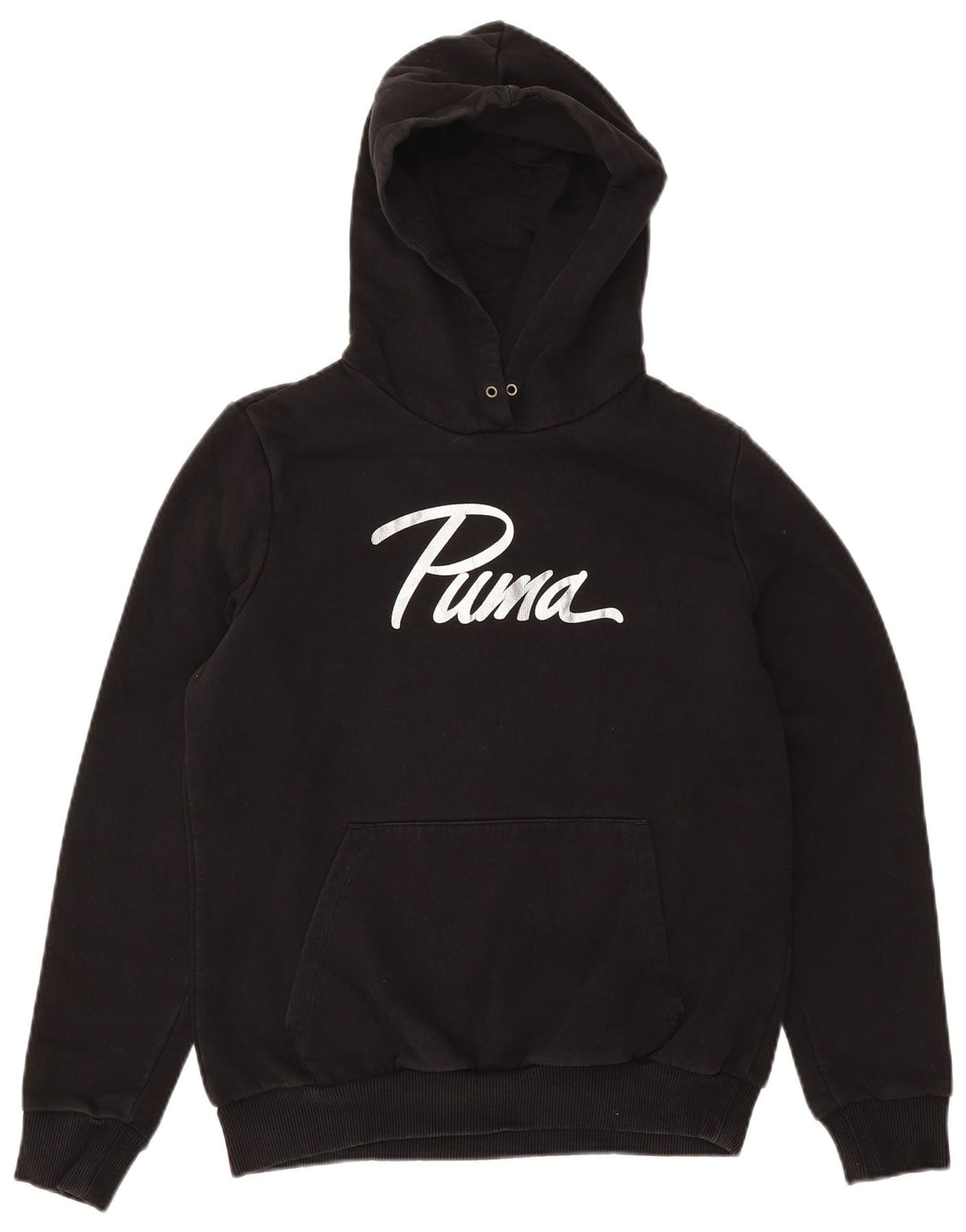 PUMA Jersey con capucha gráfica para mujer UK 14 Medium Black Cotton