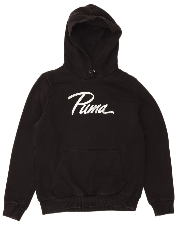 PUMA Jersey con capucha gráfica para mujer UK 14 Medium Black Cotton