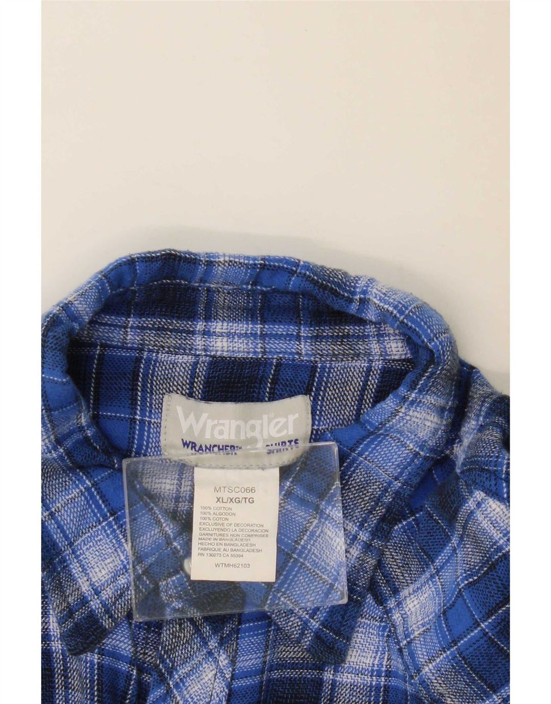 Wrangler Camisa De Franela Hombre XL Algodón A Cuadros Azul