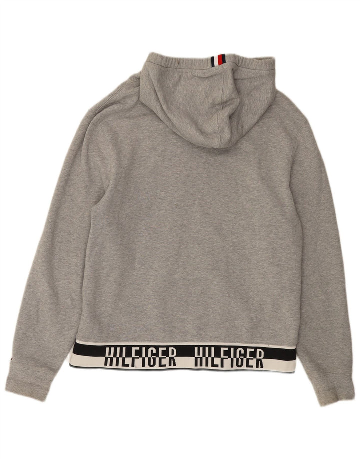 TOMMY HILFIGER Jersey con capucha y estampado gráfico de algodón en bloques de color gris medio para hombre