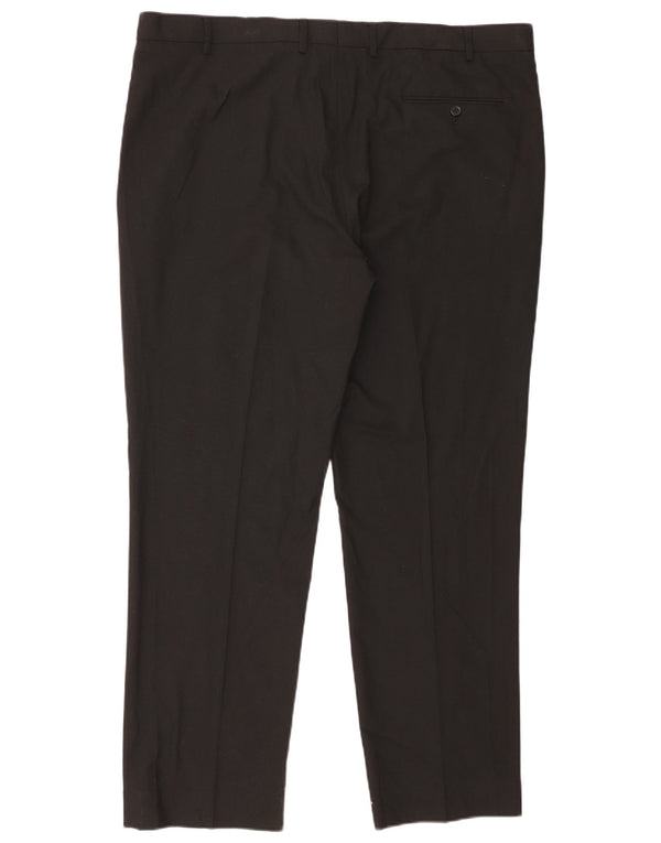 Marks & Spencer Pantalón de traje de corte regular para hombre W42 L31 Poliéster negro