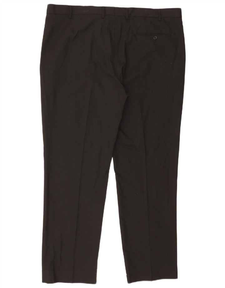 Marks & Spencer Pantalón de traje de corte regular para hombre W42 L31 Poliéster negro