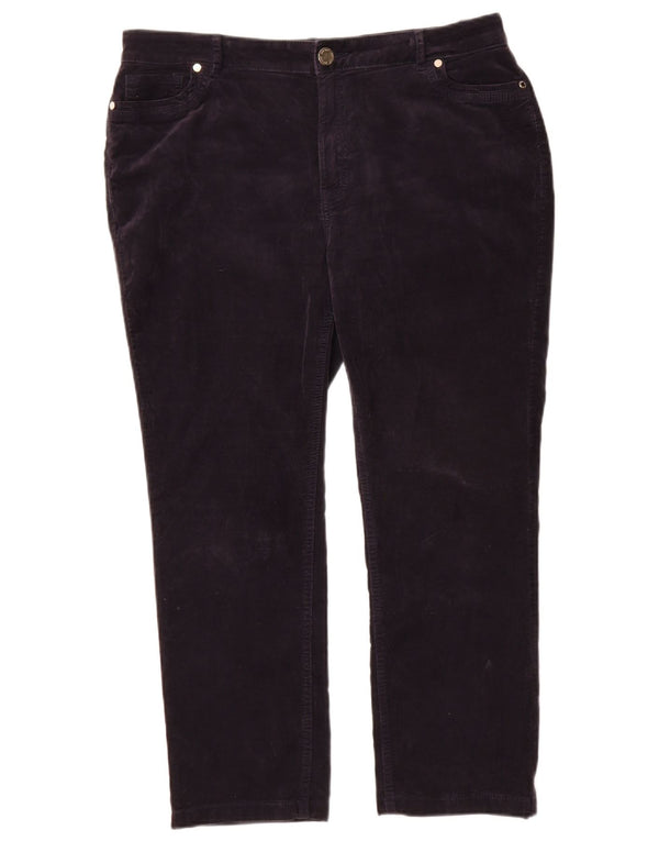 Marks & Spencer Womens Straight Casual Trousers UK 16 Large W34 L26 Navy Bl