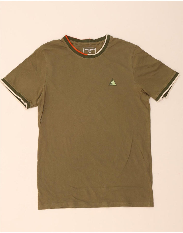 JACK & JONES Hombre Camiseta Top Large Khaki Algodón