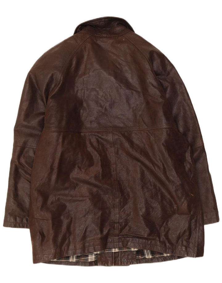 Chaqueta de cuero vintage para hombre IT 50 cuero marrón grande