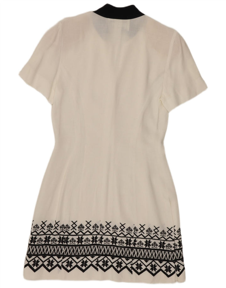 Gattinoni Vestido tubo de manga corta para mujer IT 44 Medium White Geométrico