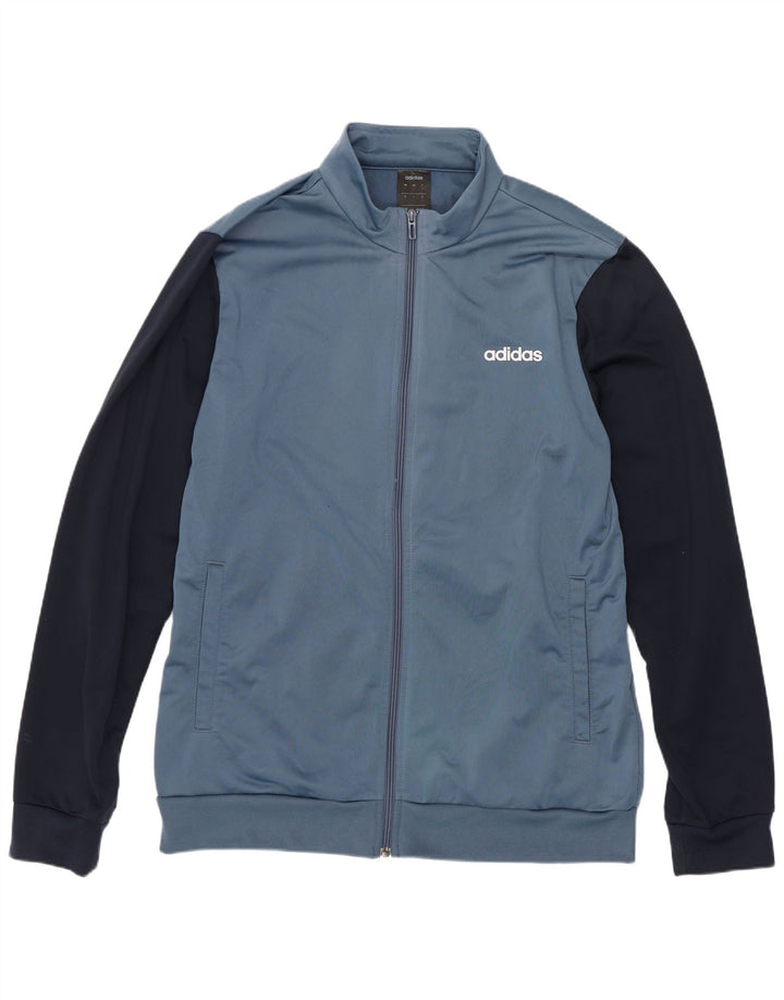 Adidas Hombre Gráfico Chándal Top Chaqueta Grande Azul Colorblock Poliéster