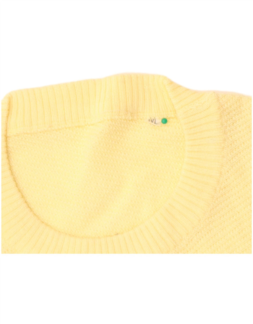 VINTAGE Mujer Crew Neck Jumper Suéter Reino Unido 14 Lana Amarilla Mediana