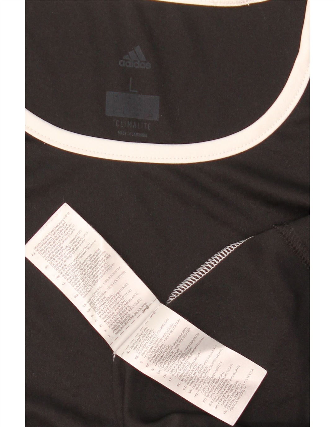 Adidas Hombre Climalite Camiseta Top Grande Negro Colorblock Poliéster