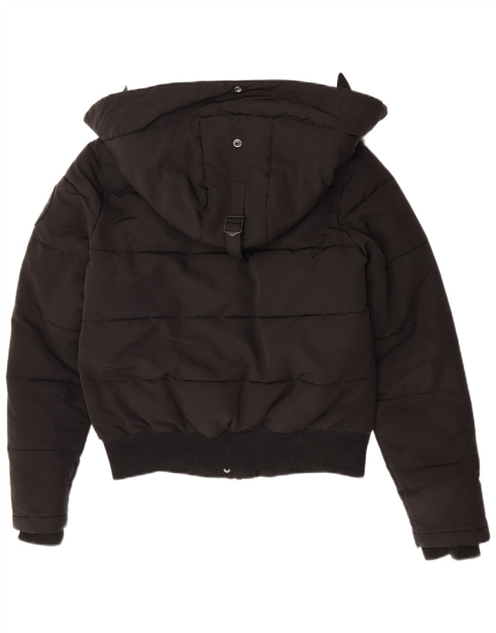 Superdry Chaqueta Acolchada Con Capucha Para Mujer UK 42 Mediano Negro Poliéster