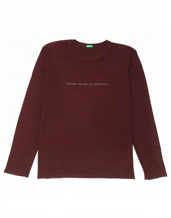 Benetton Top Gráfico Manga Larga ES 40 XL Marrón Algodón