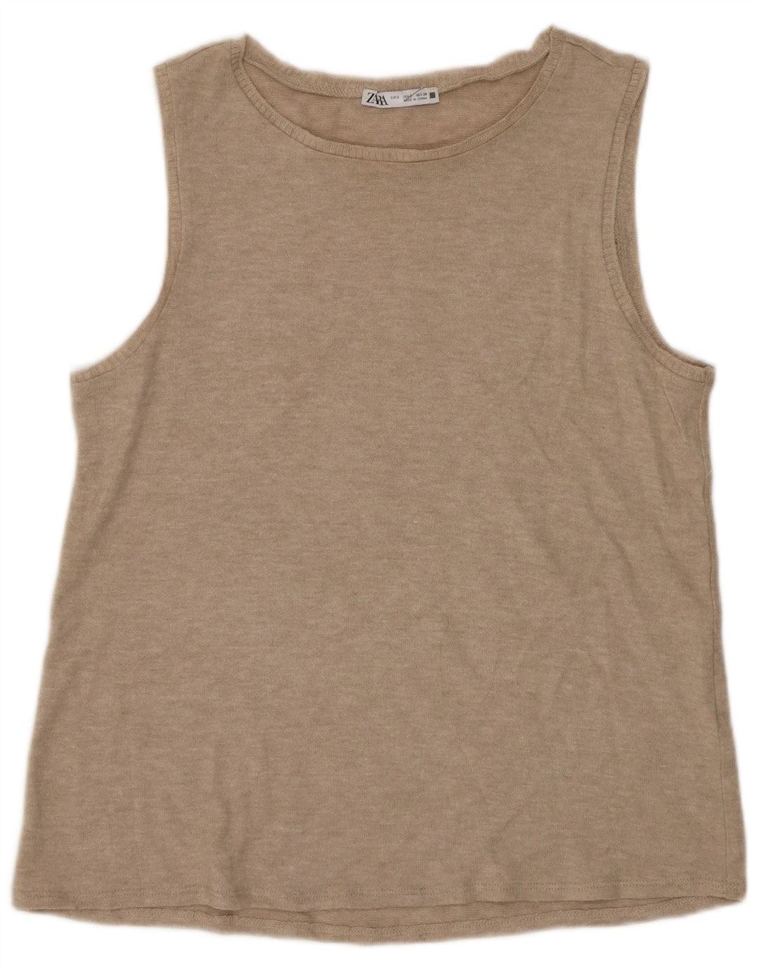 Zara Mujer Chaleco Top Reino Unido 10 Pequeño Beige Moteado