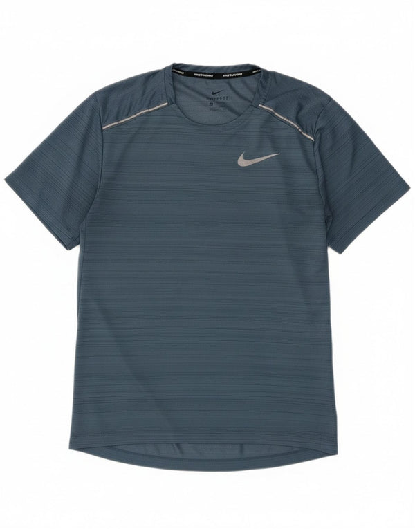 Camiseta Nike Dri Fit para hombre Top pequeño poliéster a rayas azules