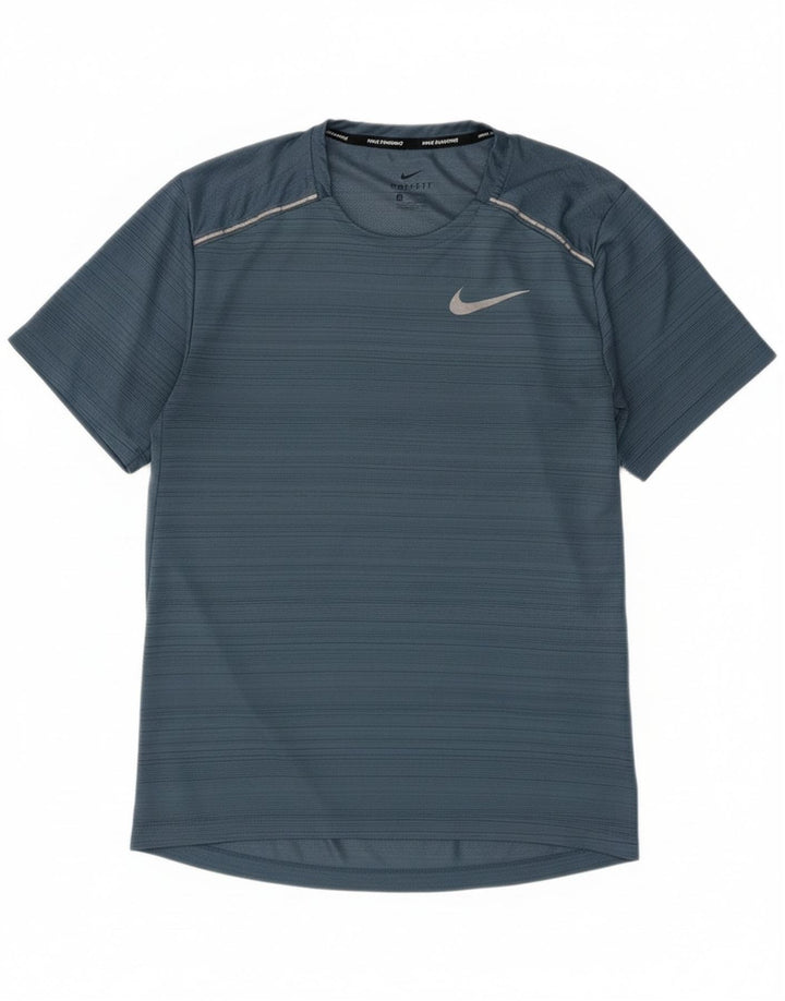 Camiseta Nike Dri Fit para hombre Top pequeño poliéster a rayas azules