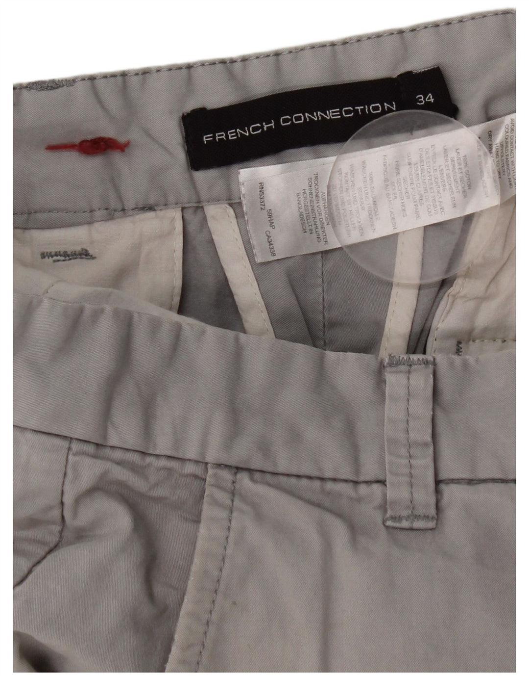 French Connection Pantalones cortos chinos para hombre W34 Algodón gris grande