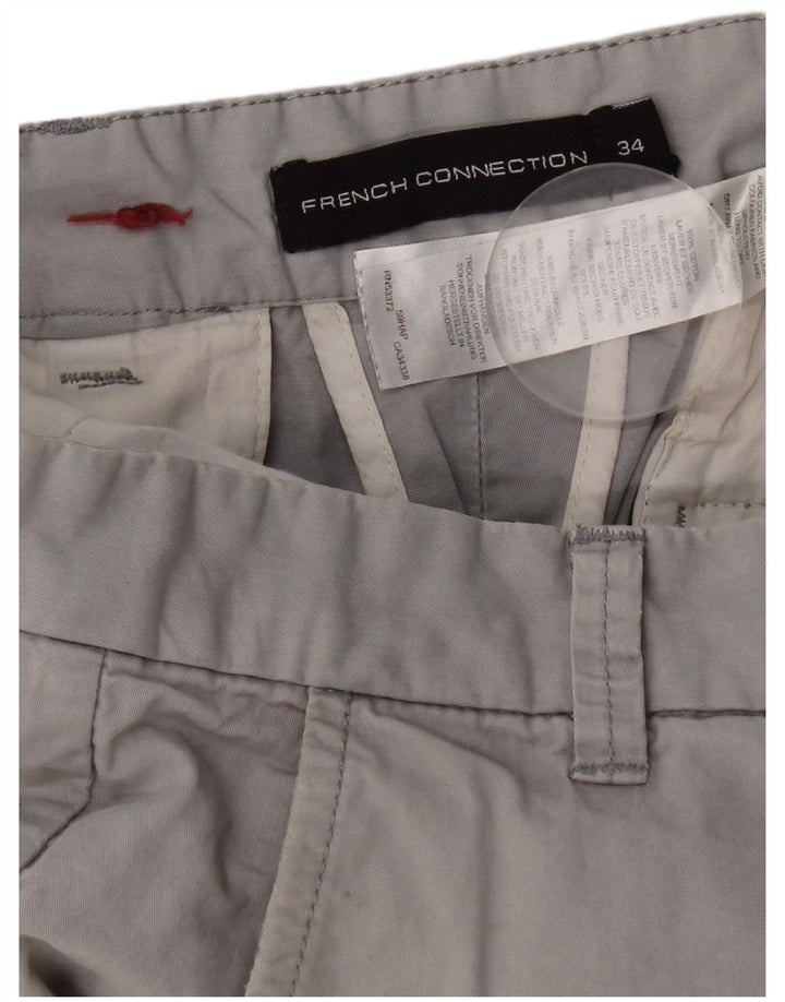 French Connection Pantalones cortos chinos para hombre W34 Algodón gris grande