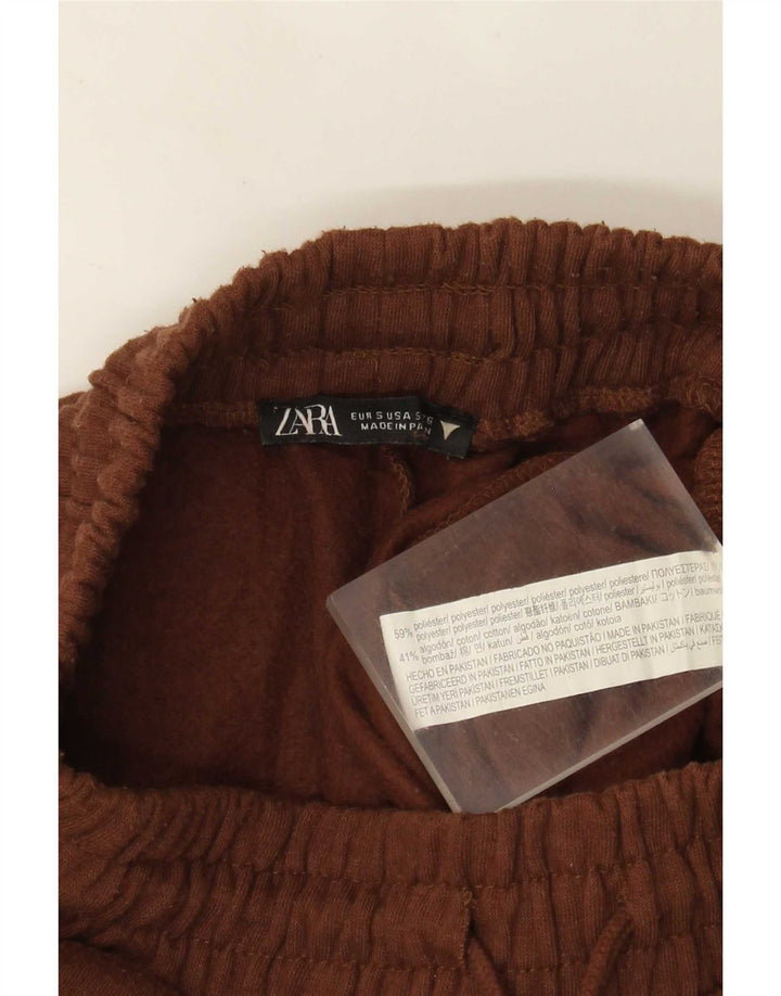 Zara Mujer Pantalón Chándal Joggers UK 8 Small Marrón Poliéster